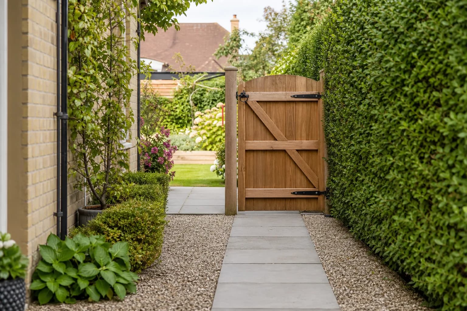 A neat garden path leading to a gate at a Waterlooville home