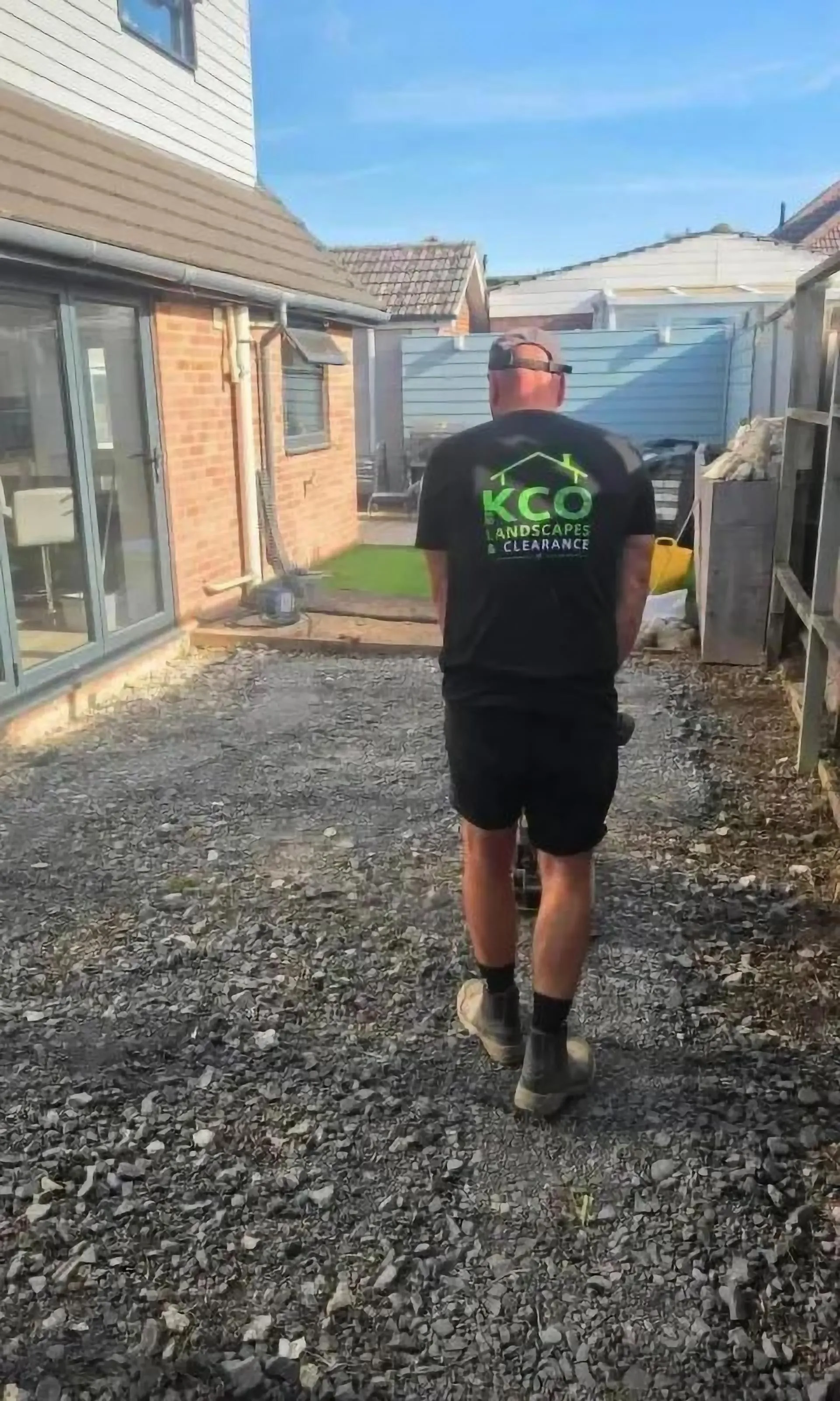 A member of the KCO Landscapes team on site at a Waterlooville property